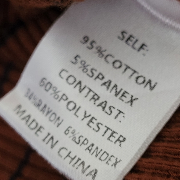 In Loom long sleeves top in rusty brown with blue stripes size small - Picture 7 of 9